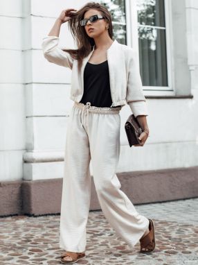 Women's wide trousers MADDIE, light beige Dstreet