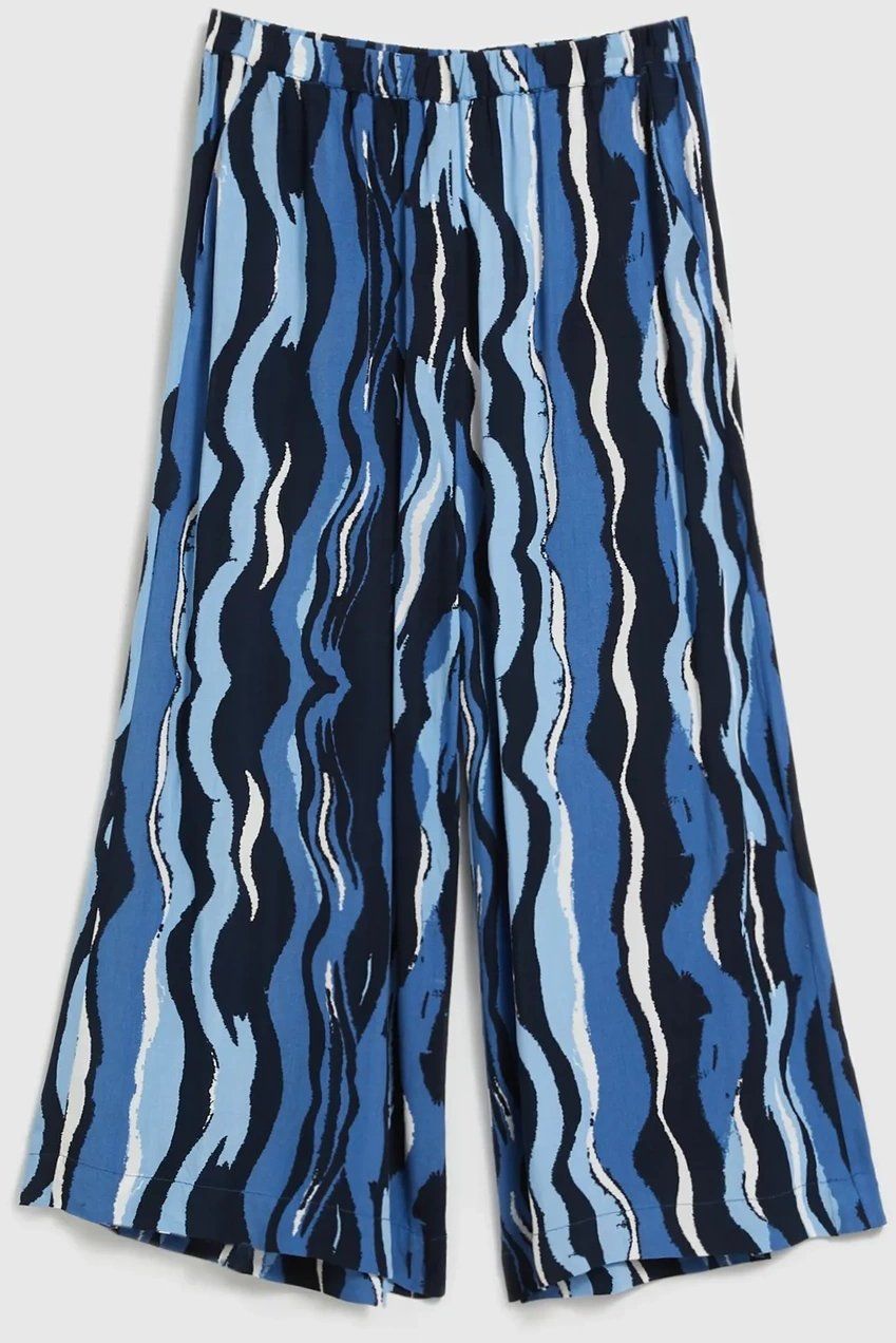 Women's trousers with MOODO pattern - navy blue