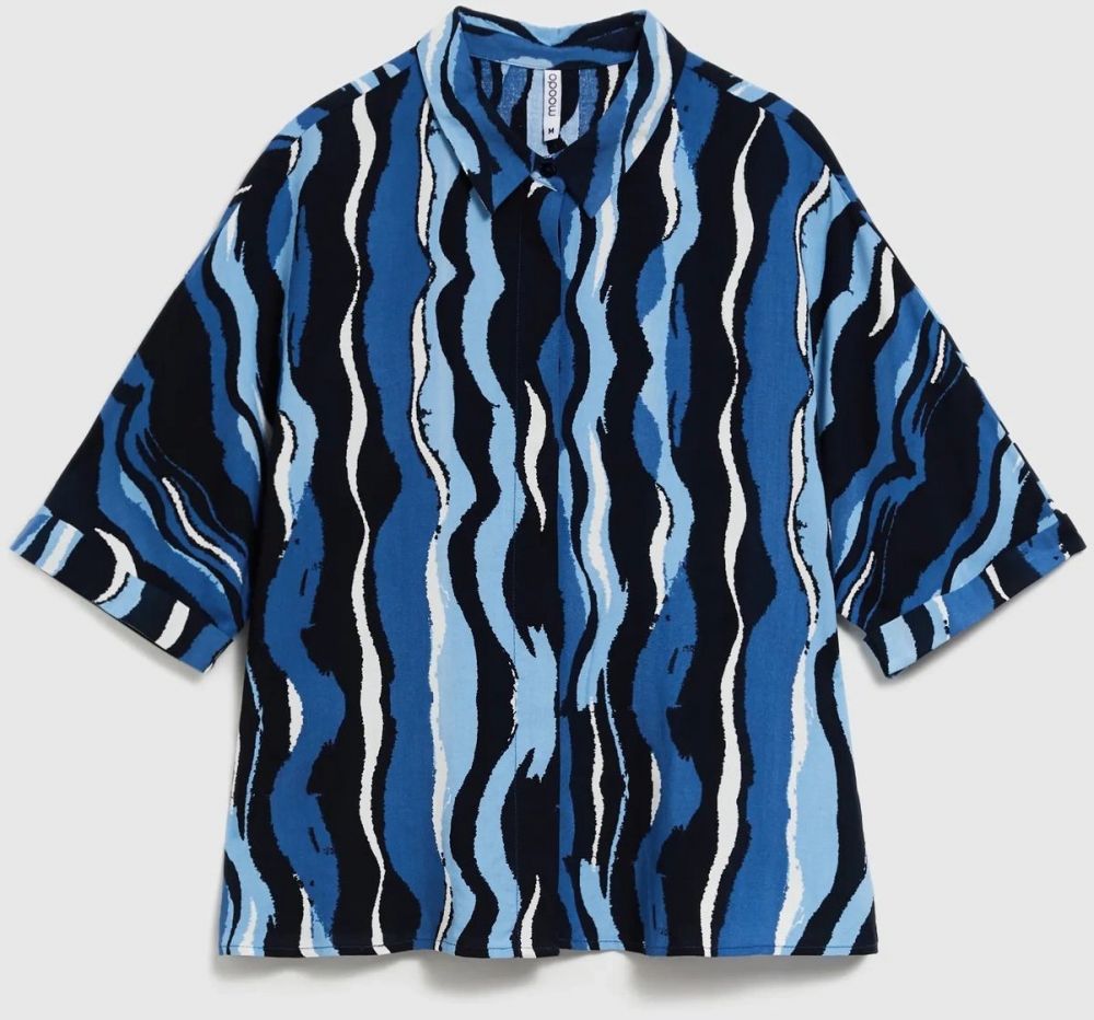 Women's shirt with MOODO pattern - navy blue