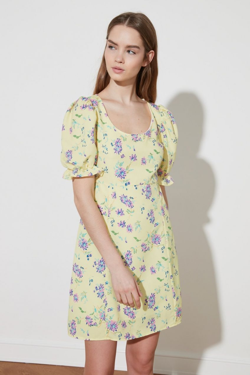 Trendyol Yellow Floral Patterned Dress