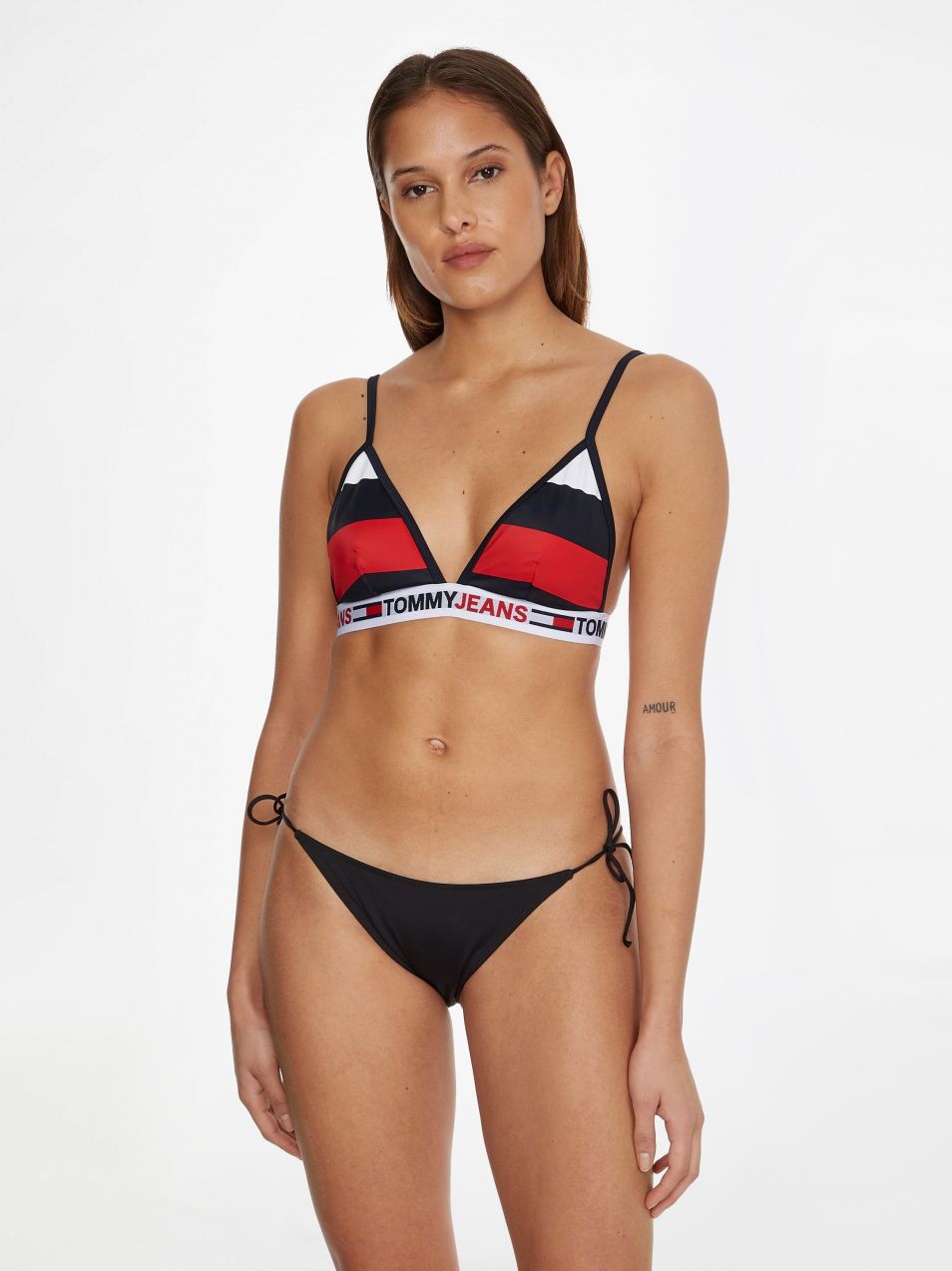 Tommy Hilfiger Underwear Červeno-modrý dámsky vzorovaný horný diel plaviek Tommy Hilfiger