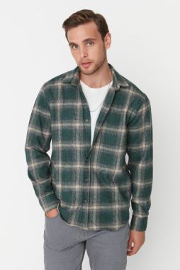 Trendyol Green Regular Fit Winter Checkered Lumberjack Shirt