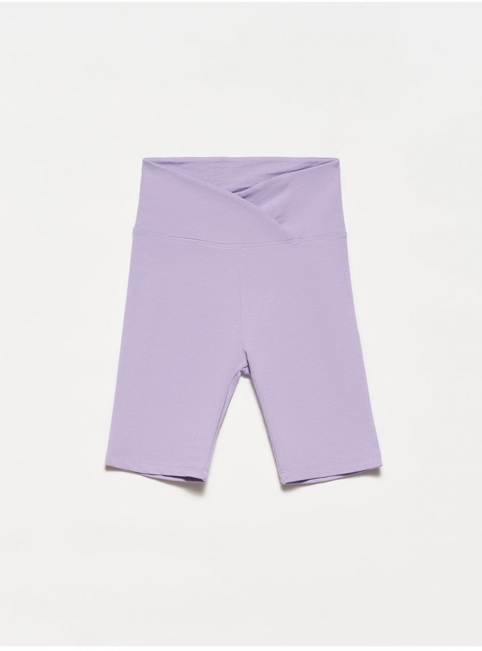 Dilvin 7936 Belt Detailed Short Leggings-lilac