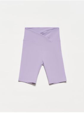 Dilvin 7936 Belt Detailed Short Leggings-lilac