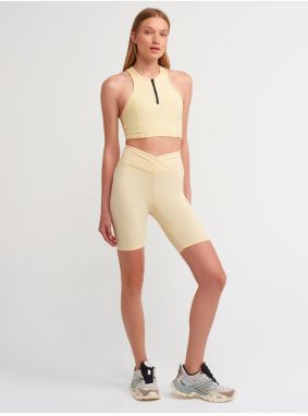 Dilvin 7936 Belt Detailed Short Leggings-c.yellow.