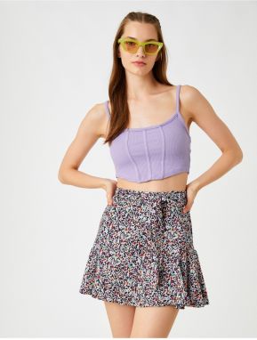 Koton Floral Short Skirt with Mini Ruffles