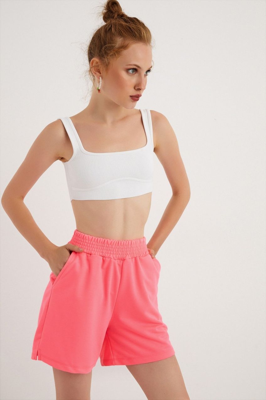 Cool & Sexy Women's Fuchsia Shorts with Pockets with Elastic Waist
