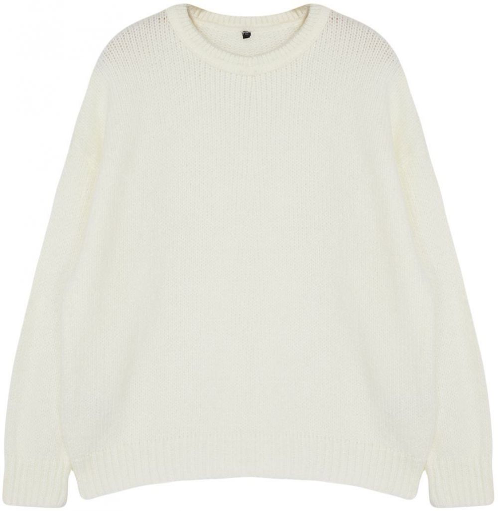 Trendyol Curve Ecru Crew Neck Soft Textured Knitwear Sweater
