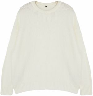 Trendyol Curve Ecru Crew Neck Soft Textured Knitwear Sweater