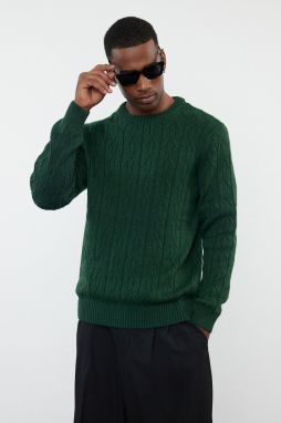 Trendyol Emerald Green Regular Crew Neck Textured Knitwear Sweater