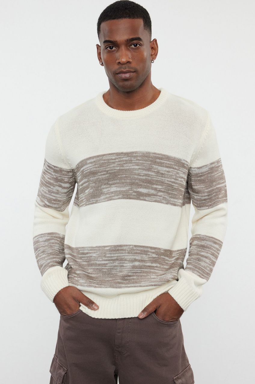 Trendyol Stone Regular Crew Neck Gradient Knitwear Sweater