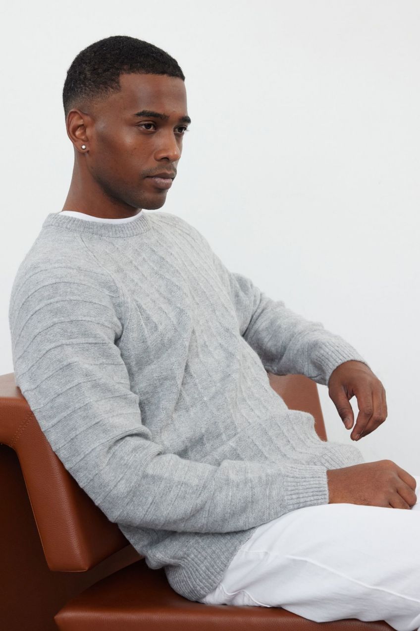 Trendyol Gray Regular Crew Neck Textured Knitwear Sweater