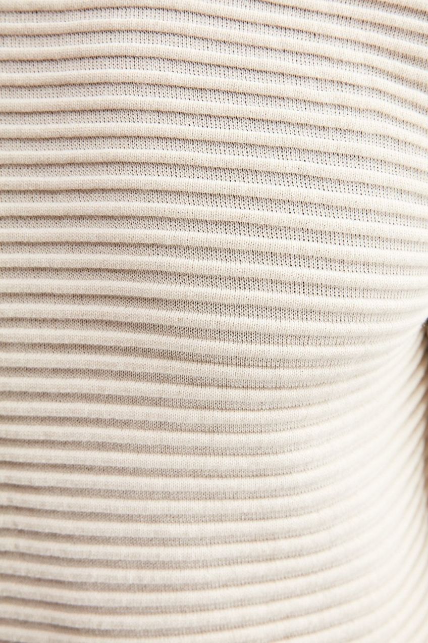 Trendyol Ecru Slim Half Turtleneck Textured Knitwear Sweater