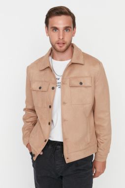 Trendyol Camel Regular Fit Pocket Buttoned Winter Suede Jacket Coat