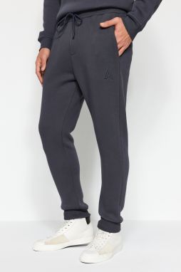 Trendyol Anthracite Regular Cut Letter Embroidered Sweatpants
