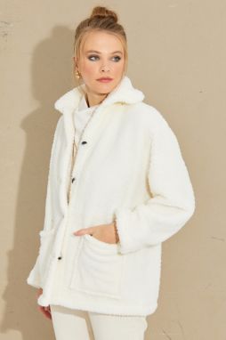 Cool & Sexy Women's Ecru Teddy Jacket Q980