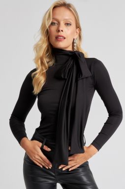 Cool & Sexy Women's Black Bow Blouse