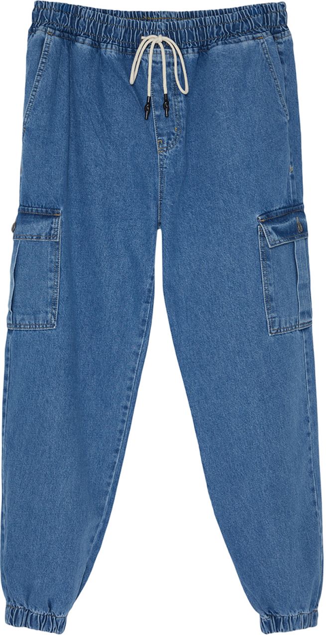 Trendyol Blue Wide Cut Plus Size Jogger with Cargo Pocket
