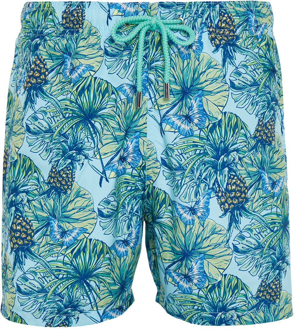 Trendyol Blue Standard Size Pineapple Printed Swim Shorts