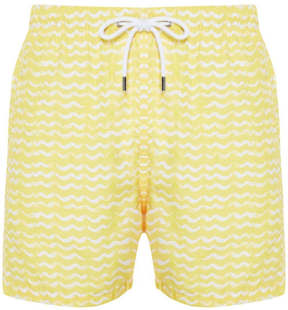 Trendyol Yellow Standard Size Geometric Print Swim Shorts