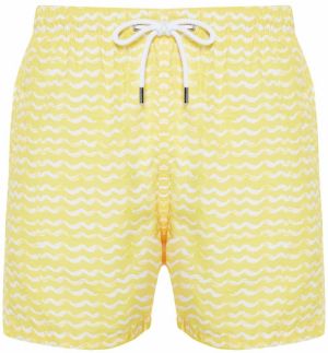 Trendyol Yellow Standard Size Geometric Print Swim Shorts