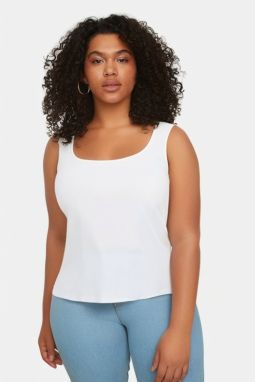 Trendyol Curve White Diver/Scuba Knitted Plus Size Blouse