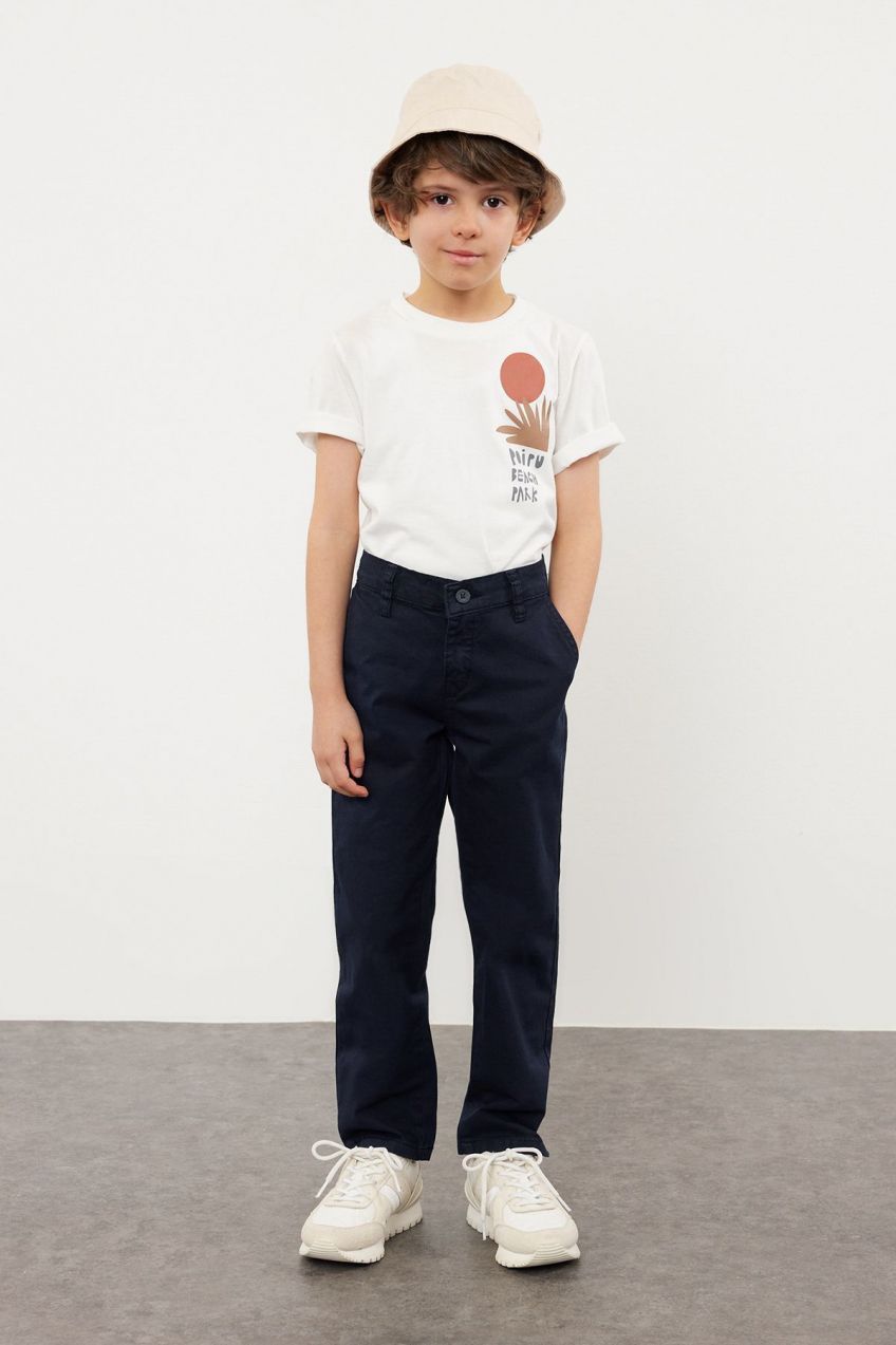Trendyol Navy Blue Boy Regular Chino Woven School Trousers