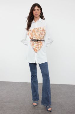 Trendyol White Accessory Shawl Detailed Woven Shirt