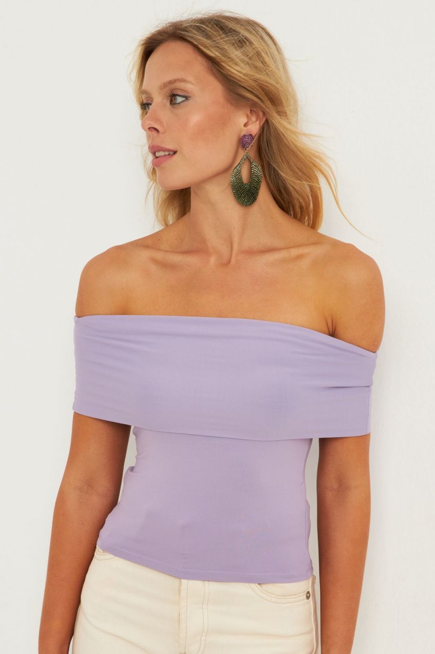 Cool & Sexy Women's Lilac Madonna Collar Blouse CY340