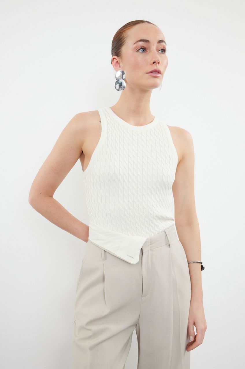 Trendyol Ecru Basic Barbell Neck Top Knitwear Thin Blouse