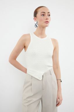 Trendyol Ecru Basic Barbell Neck Top Knitwear Thin Blouse