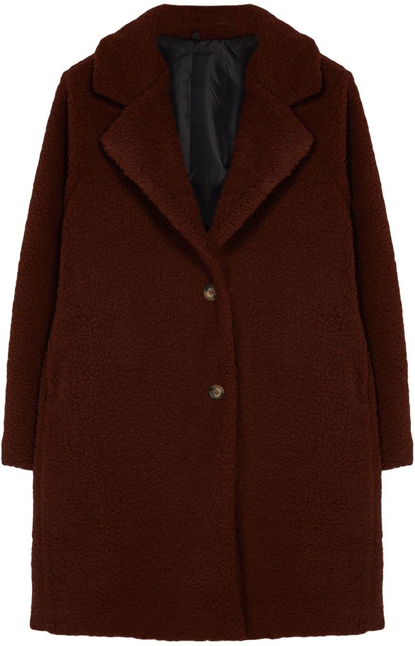 Trendyol Curve Brown Regular Fit Plush Coat