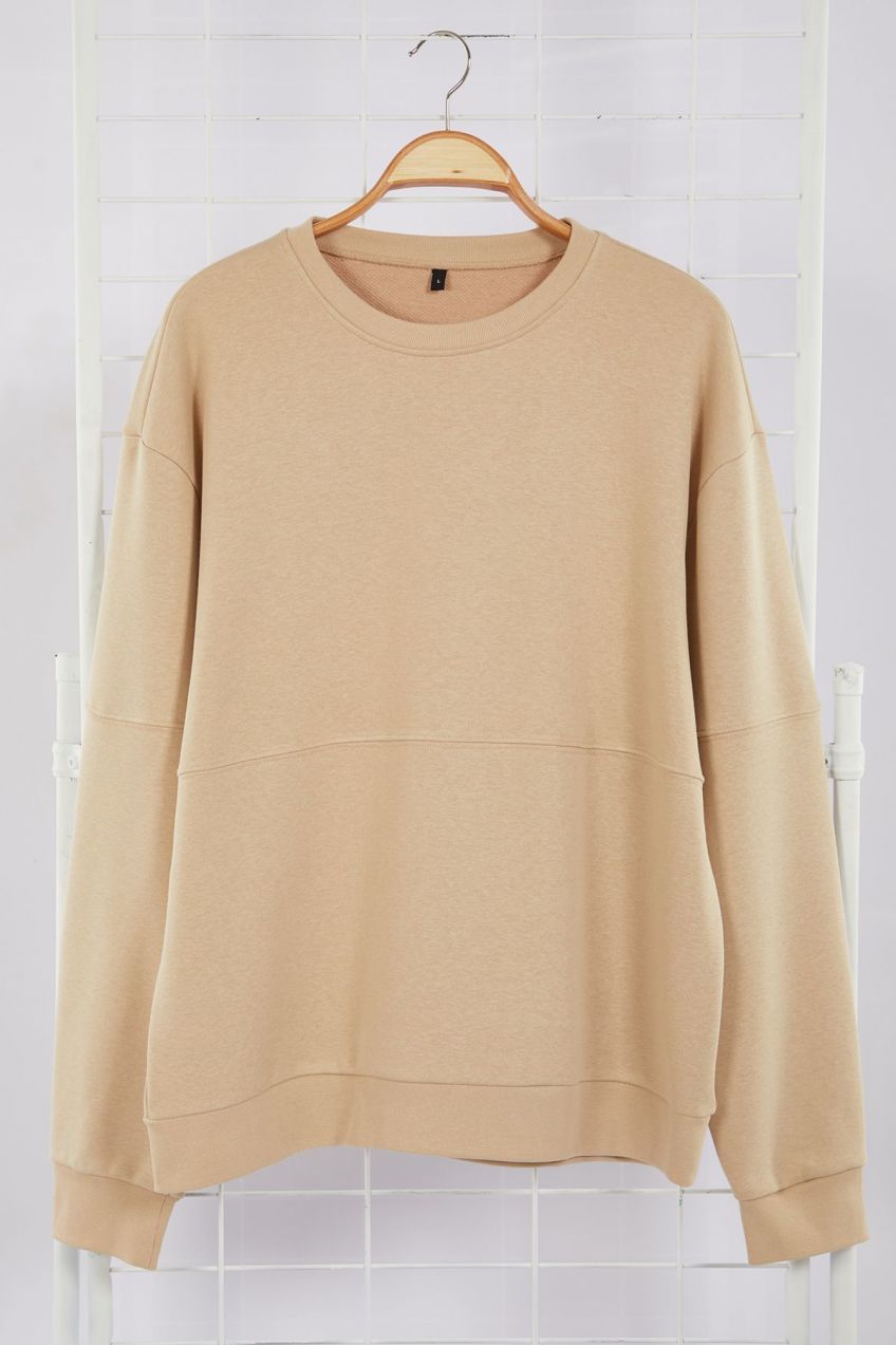 Trendyol Stone Oversize/Wide Cut Piping Sweatshirt