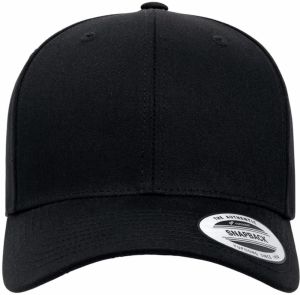 Retro Cotton Blend Snapback Black