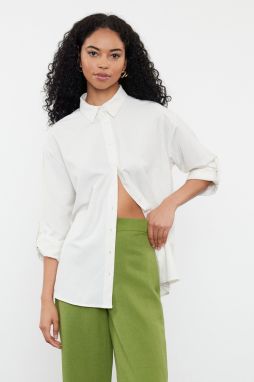 Trendyol Ecru Linen Look Woven Shirt