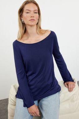 Trendyol Navy Blue Transparent Fine Knitwear Sweater