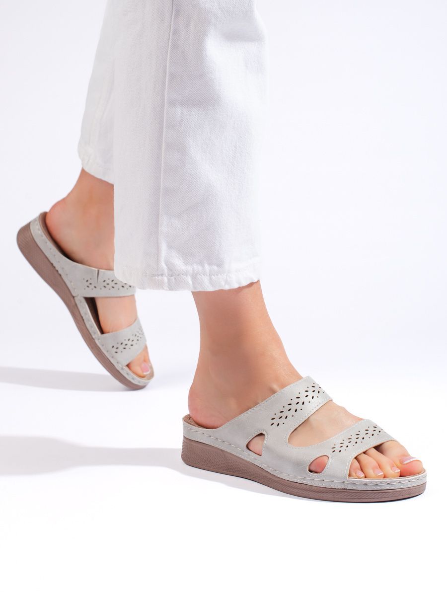 Shelvt Comfortable gray women's flip-flops