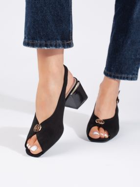 Shelvt Elegant suede high-heeled sandals black