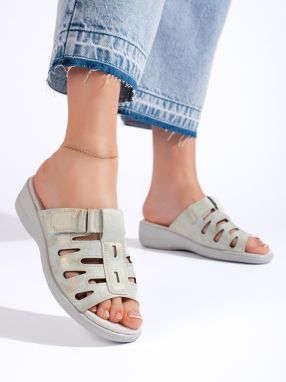 Shelvt Women's comfortable gray flip-flops