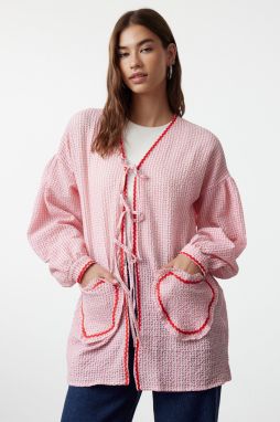 Trendyol Pink Heart Pocket Detailed Seersucker Shirt