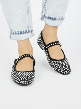 Shelvt Black women's ballerinas with quarters