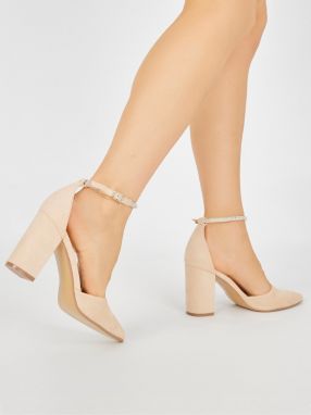 Shelvt Suede beige pumps on a heel