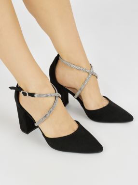 Shelvt Suede black pumps with sequins