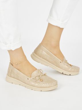 SEASTAR Golden comfortable moccasins made of faux leather