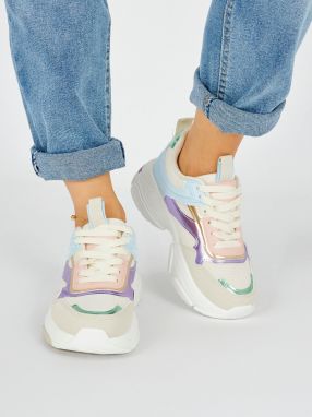 Shelvt Multicoloured women's sports shoes with a thick sole