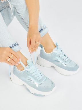 Shelvt Blue women's sports shoes with a thick sole