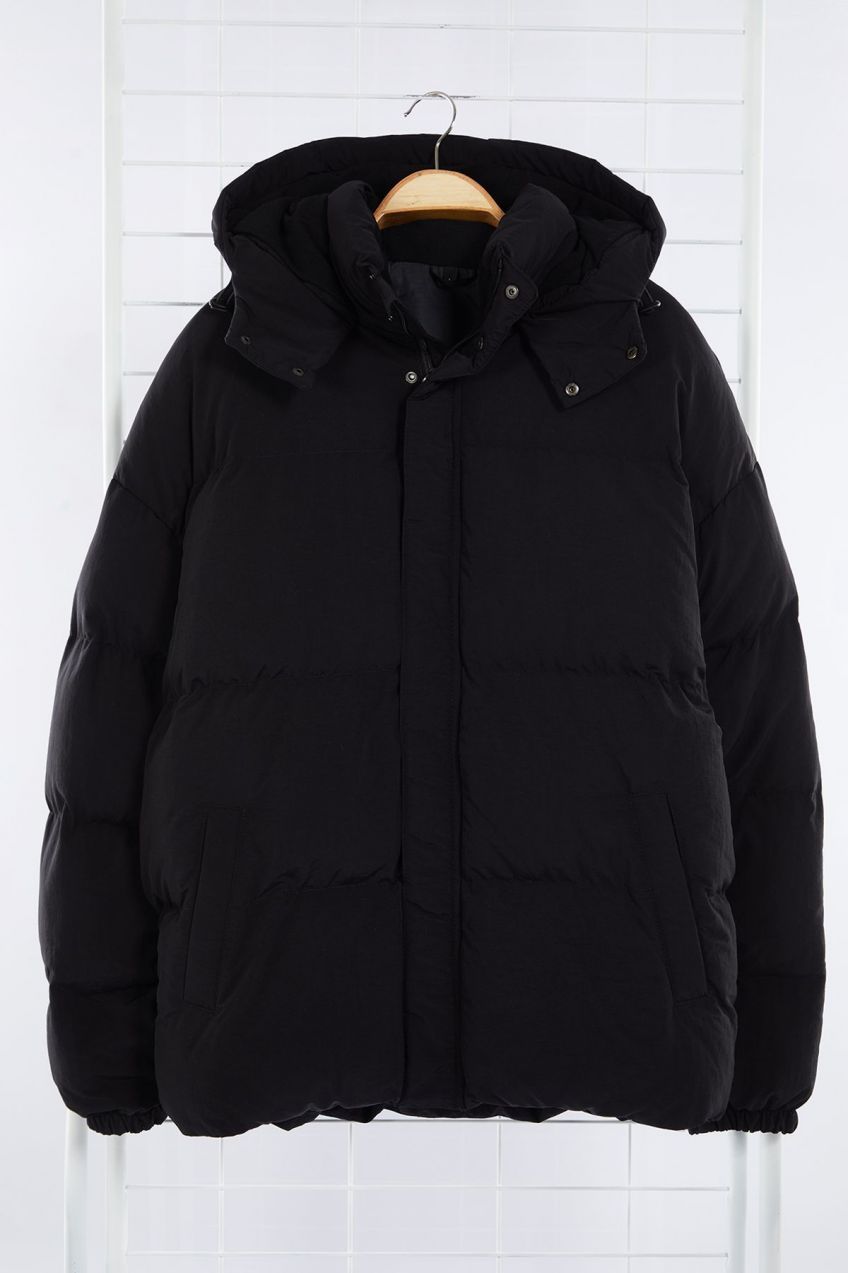 Trendyol Men's Black Oversize Fit Hooded Taslan Winter Coat