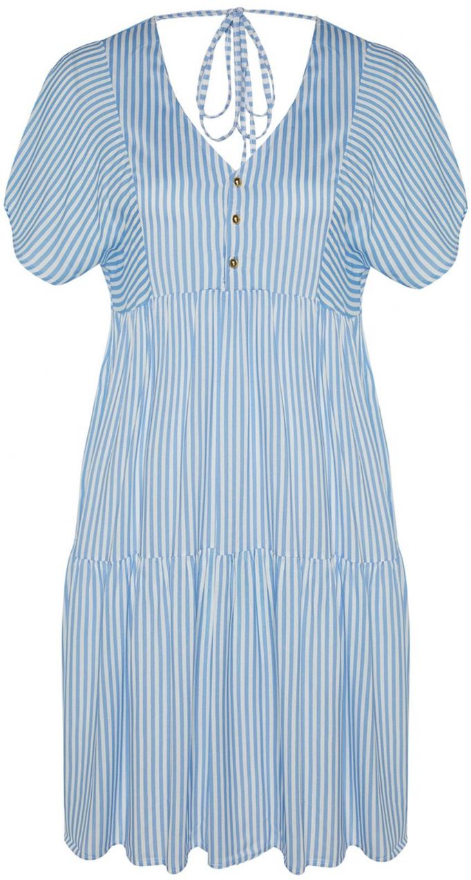 Trendyol Curve Blue Striped Woven Dress