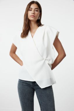Trendyol Ecru Knot Detailed Woven Blouse