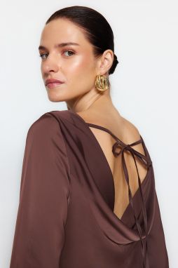 Trendyol Brown Back Detailed Satin Woven Blouse